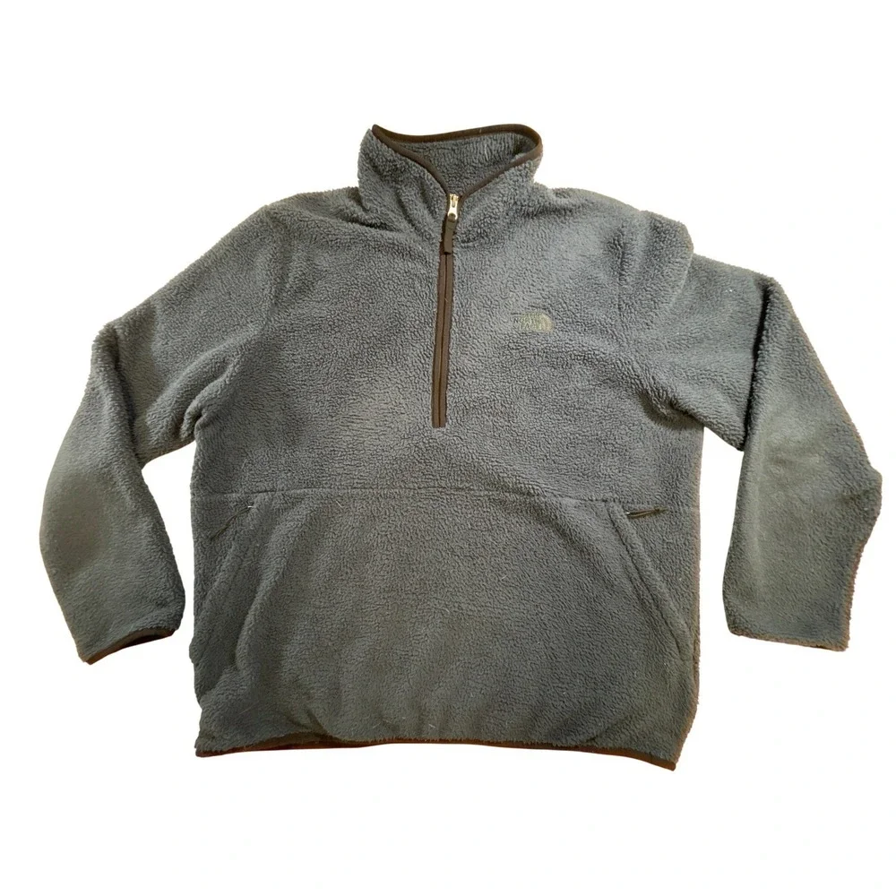 The North Face Mens XL Blue Sherpa Fleece‎ 1/4 Zip Pullover Jacket